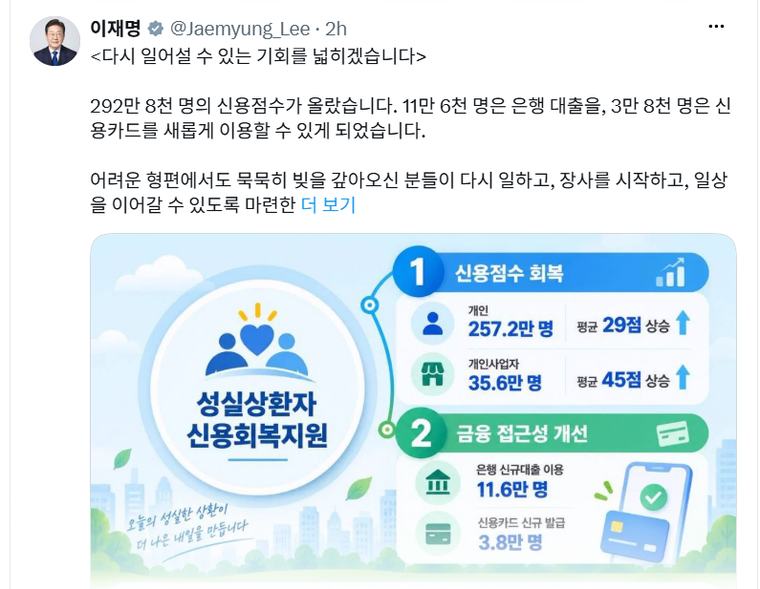 李 대통령 "한 번 연체가 평생 발목 잡으면 안 돼…성실상환자 재기 길 넓힐 것"